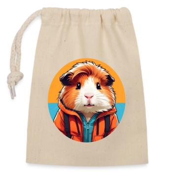 Meerschweinchen im Outdoor Look - Verschließbarer Geschenkbeutel aus Baumwolle (14x20cm) - Natur - Vorne