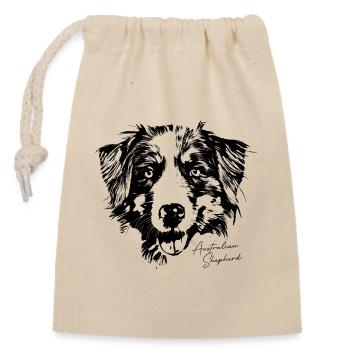 Australian Shepherd - Closable cotton gift bag (14x20cm) - nature - Front
