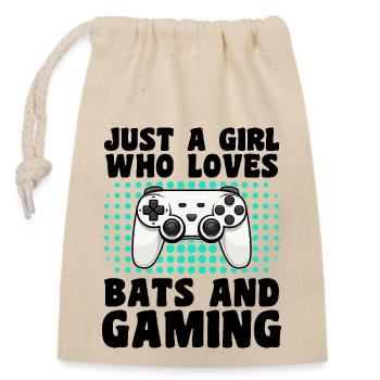 Gamer and Bats: Video Games and Nightlife - Closable cotton gift bag (14x20cm) - nature - Front