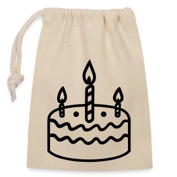 Gateau d'anniversaire - Sac cadeau en coton avec cordon (14 x 20 cm) - nature - Devant