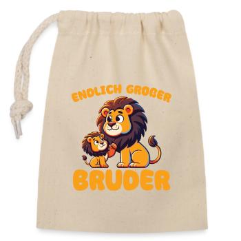 Großer Bruder 2024 Löwe Geschwister - Verschließbarer Geschenkbeutel aus Baumwolle (14x20cm) - Natur - Vorne