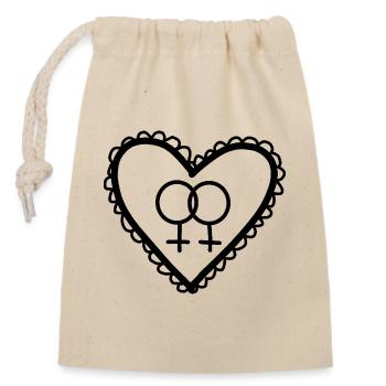 Heart Black Lesbian Love Heart - Closable cotton gift bag (14x20cm) - nature - Front