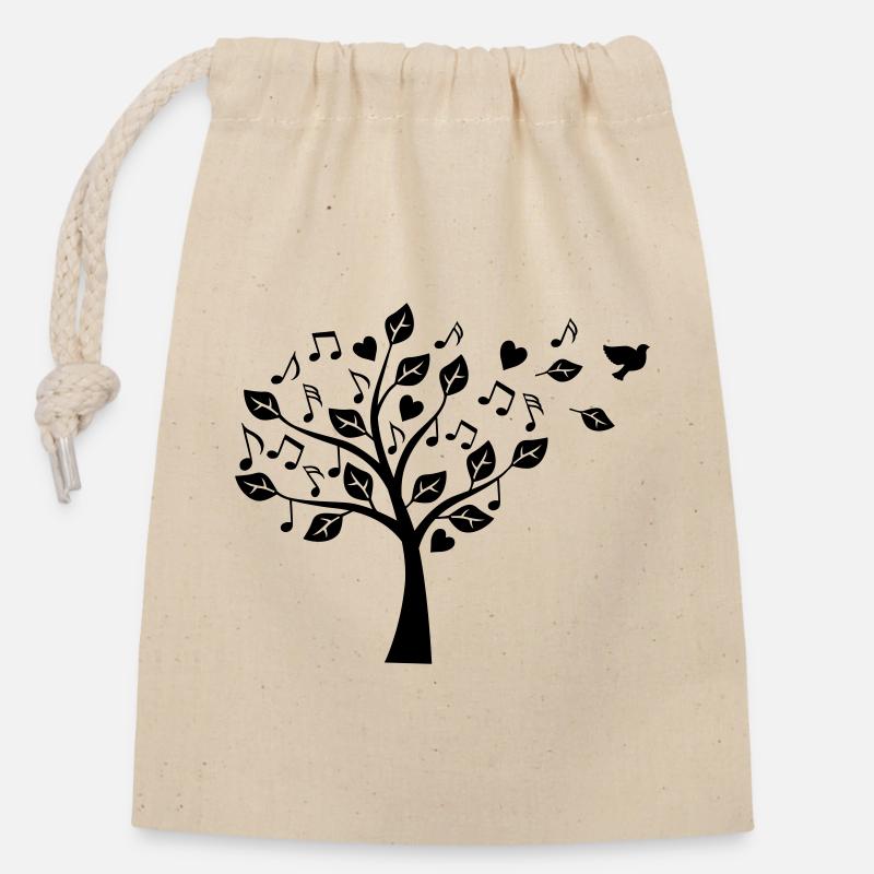 TREE - Closable cotton gift bag (14x20cm) - nature