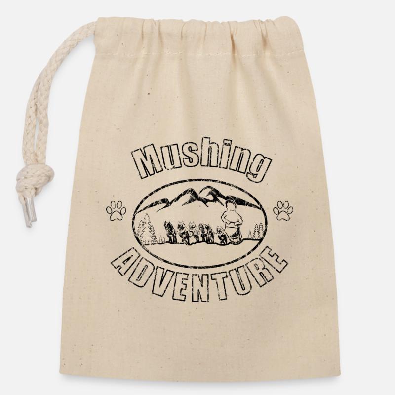 Sled dog handler mushing - Closable cotton gift bag (14x20cm) - nature