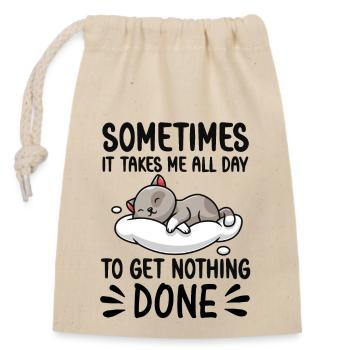 Ne rien faire paresseux Chat qui dort drôle Chats Katzen - Sac cadeau en coton avec cordon (14 x 20 cm) - nature - Devant