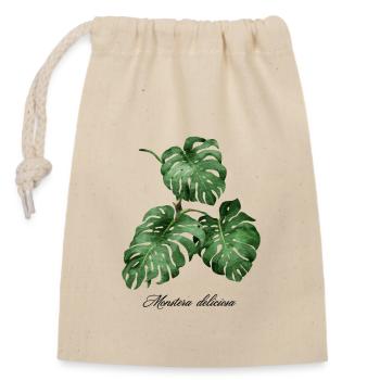 Monstera Deliziosa Urban Jungle Monstera - Sac cadeau en coton avec cordon (14 x 20 cm) - nature - Devant