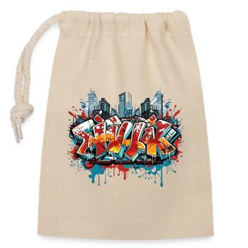 Spray Can Symphony Unique Graffiti Fashion - Closable cotton gift bag (14x20cm) - nature - Front