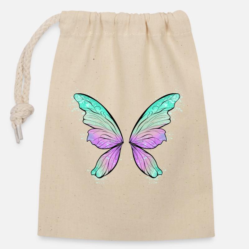 Fairy Wings - Closable cotton gift bag (14x20cm) - nature