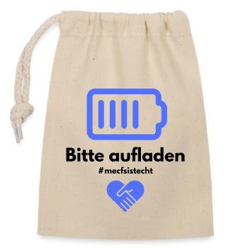 Please recharge BLUE 💙 - Closable cotton gift bag (14x20cm) - nature - Front