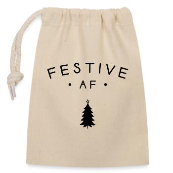 Festive AF - Closable cotton gift bag (14x20cm) - nature - Front