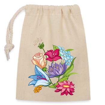Fleurs printanières - Sac cadeau en coton avec cordon (14 x 20 cm) - nature - Devant