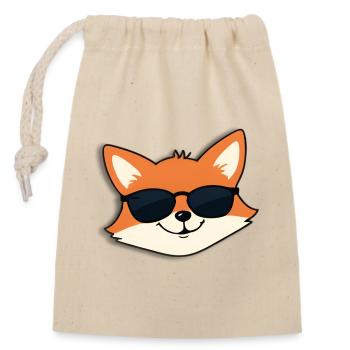 Renard du Soleil avec des lunettes de soleil - Sac cadeau en coton avec cordon (14 x 20 cm) - nature - Devant