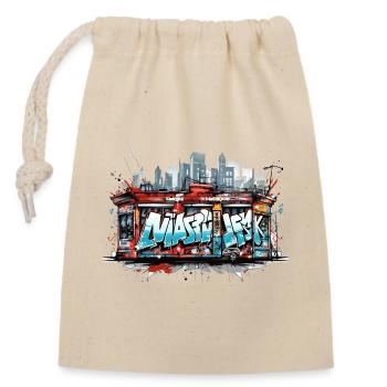 Urban Graffiti Abstract Street Art Clothing - Closable cotton gift bag (14x20cm) - nature - Front