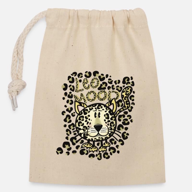 Leo Mood - Closable cotton gift bag (14x20cm) - nature