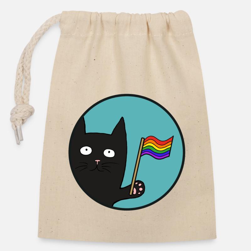 Schwartze Pride Katze - Verschließbarer Geschenkbeutel aus Baumwolle (14x20cm) - Natur