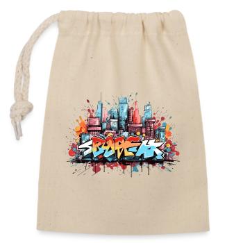 Urban Graffiti Abstract Street Art Clothing - Closable cotton gift bag (14x20cm) - nature - Front
