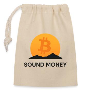 Bitcoin Sunset Mountain - Sac cadeau en coton avec cordon (14 x 20 cm) - nature - Devant