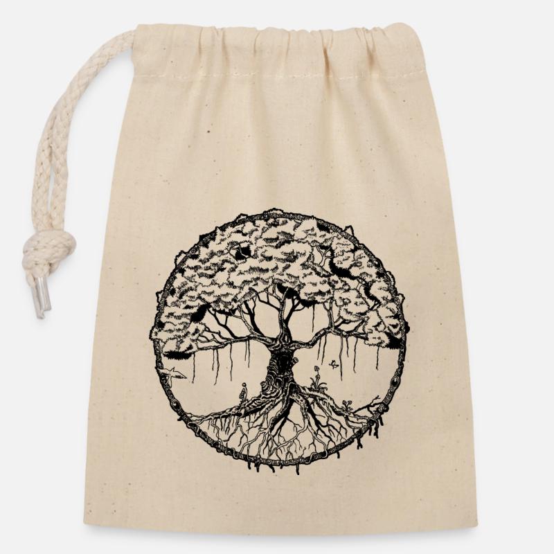 Baum - Verschließbarer Geschenkbeutel aus Baumwolle (14x20cm) - Natur