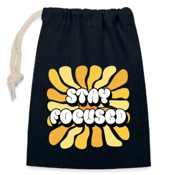 Stay Focused Positive Affirmationen Sonnenblume - Verschließbarer Geschenkbeutel aus Baumwolle (14x20cm) - Navy - Vorne