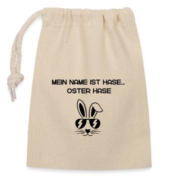 Mein Name ist Hase... Oster Hase - Verschließbarer Geschenkbeutel aus Baumwolle (14x20cm) - Natur - Vorne