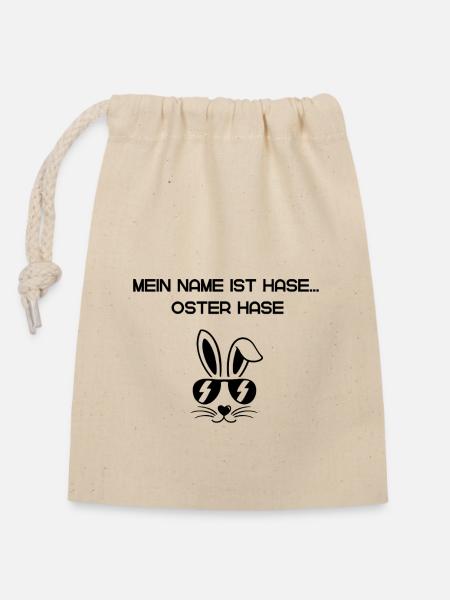 Mein Name ist Hase... Oster Hase - Verschließbarer Geschenkbeutel aus Baumwolle (14x20cm) - Natur