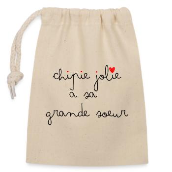 Chipie jolie à sa grande sœur - Sac cadeau en coton avec cordon (14 x 20 cm) - nature - Devant