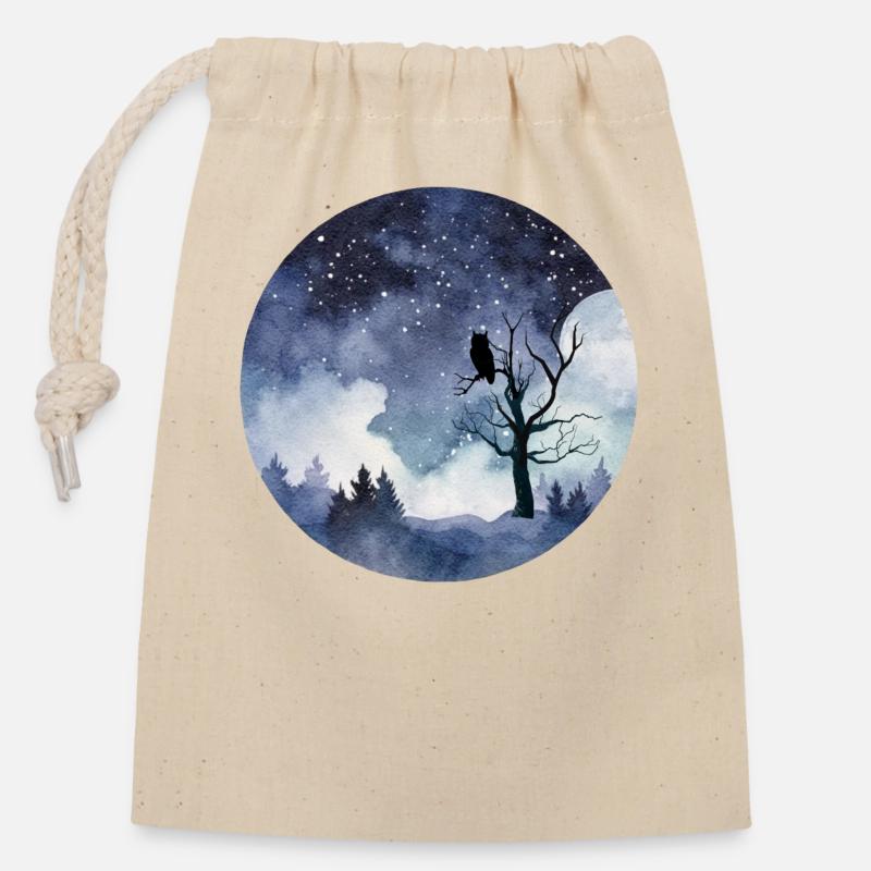 Silent footsteps - Closable cotton gift bag (14x20cm) - nature