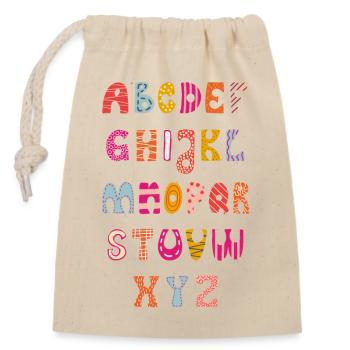Alphabet, ABC for school beginners - Closable cotton gift bag (14x20cm) - nature - Front