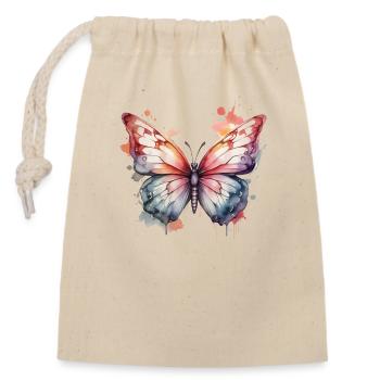 Vol coloré : Magnifique papillon - Sac cadeau en coton avec cordon (14 x 20 cm) - nature - Devant