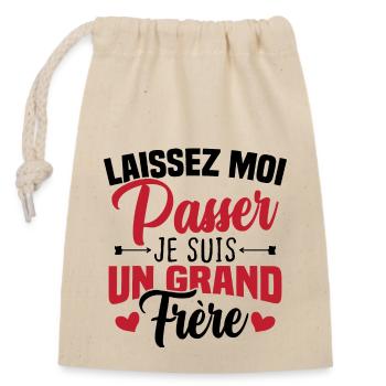Laissez moi passer je suis un grand frère - Sac cadeau en coton avec cordon (14 x 20 cm) - nature - Devant