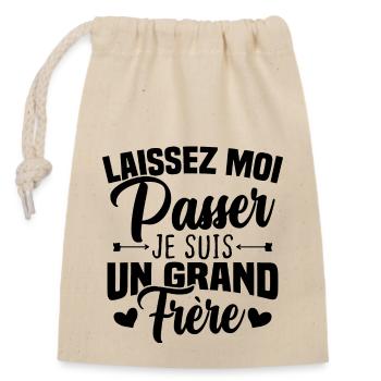 Laissez moi passer je suis un grand frère - Sac cadeau en coton avec cordon (14 x 20 cm) - nature - Devant