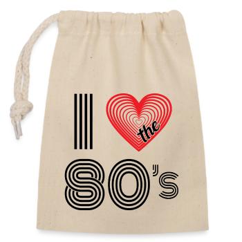 I Love the 80s Retro Karneval 80er Mottoparty - Verschließbarer Geschenkbeutel aus Baumwolle (14x20cm) - Natur - Vorne
