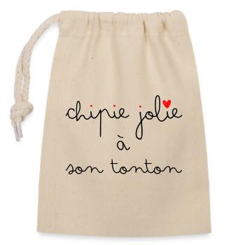Chipie jolie à son tonton - Sac cadeau en coton avec cordon (14 x 20 cm) - nature - Devant