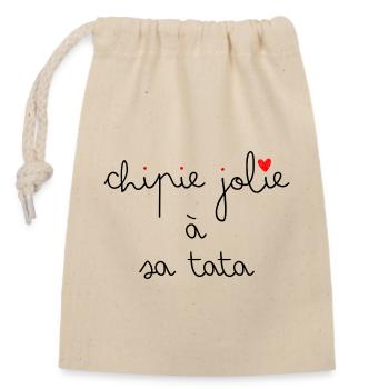 Chipie jolie à sa tata - Sac cadeau en coton avec cordon (14 x 20 cm) - nature - Devant