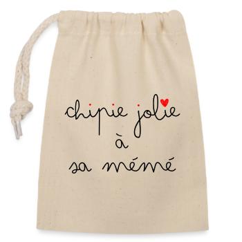 Chipie jolie à sa Mémé - Sac cadeau en coton avec cordon (14 x 20 cm) - nature - Devant