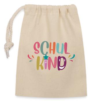 SCHULKIND - Verschließbarer Geschenkbeutel aus Baumwolle (14x20cm) - Natur - Vorne