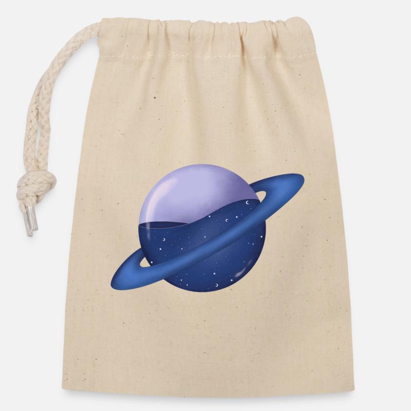 Galaxy Planet - Closable cotton gift bag (14x20cm) - nature