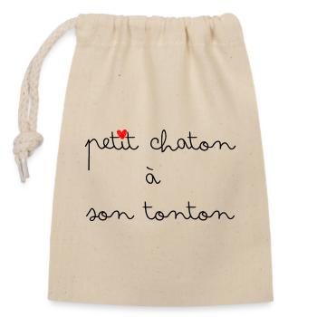 Petit chaton à son tonton - Sac cadeau en coton avec cordon (14 x 20 cm) - nature - Devant