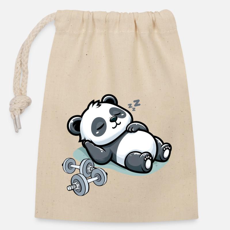 Panda The Struggle Is Real Weightlifting Gym Funny - Closable cotton gift bag (14x20cm) - nature