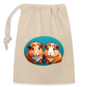 deux cochons d’Inde mignons dans l’ovale bleu - Sac cadeau en coton avec cordon (14 x 20 cm) - nature - Devant