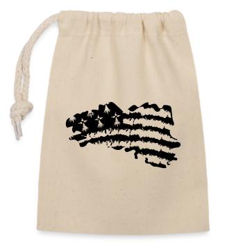 Breton flag,Breton map,vintage BZH - Closable cotton gift bag (14x20cm) - nature - Front