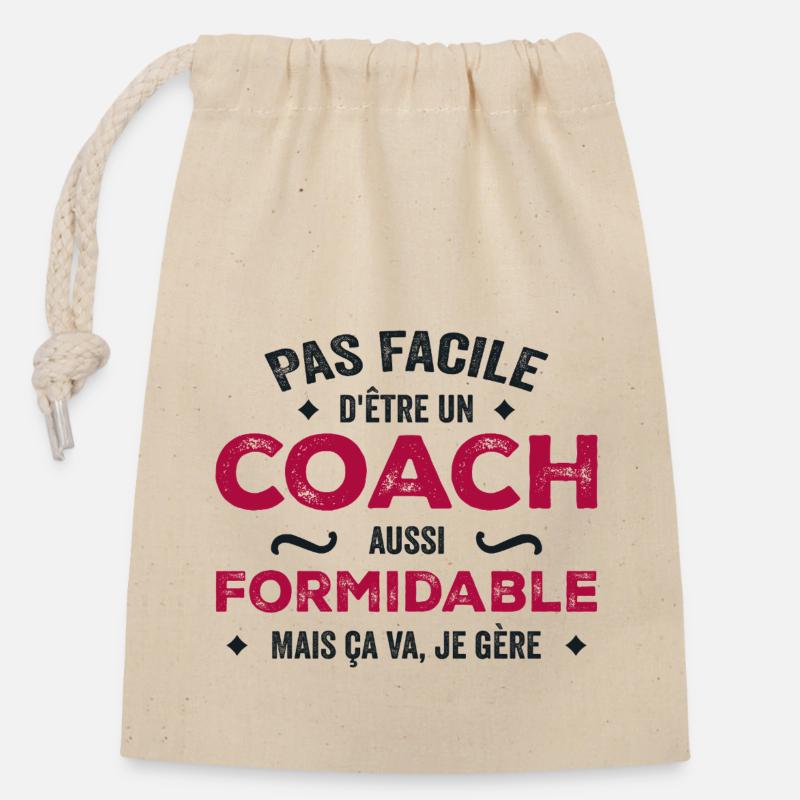 Pas Facile d’être un Coach Aussi Formidable - Sac cadeau en coton avec cordon (14 x 20 cm) - nature