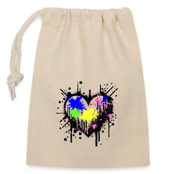 Colorsplash Coeur - Sac cadeau en coton avec cordon (14 x 20 cm) - nature - Devant