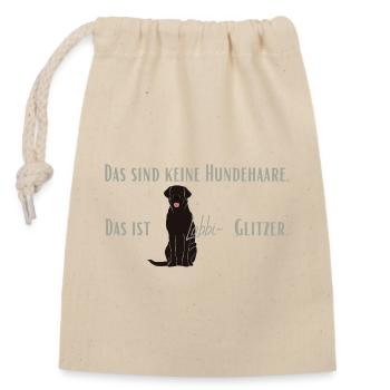 Kein Hundehaar, Labbi-Glitzer! - Verschließbarer Geschenkbeutel aus Baumwolle (14x20cm) - Natur - Vorne
