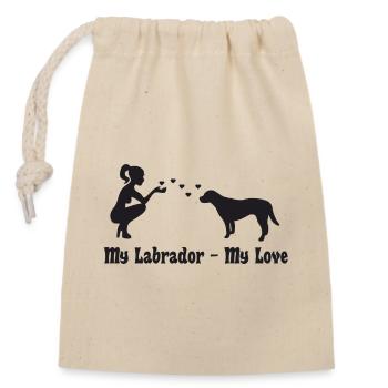 My Labrador - My love - Verschließbarer Geschenkbeutel aus Baumwolle (14x20cm) - Natur - Vorne