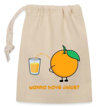 Orangensaft Lustig - Verschließbarer Geschenkbeutel aus Baumwolle (14x20cm) - Natur - Vorne