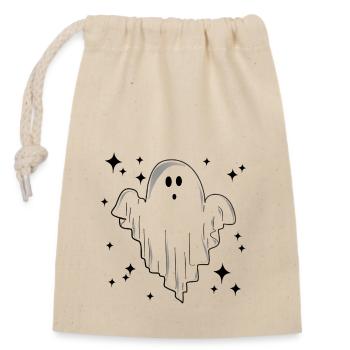Doux ! Halloween effrayant - Sac cadeau en coton avec cordon (14 x 20 cm) - nature - Devant