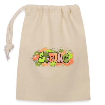 Fleurs printanières - Sac cadeau en coton avec cordon (14 x 20 cm) - nature - Devant