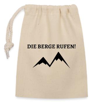 Die Berge rufen! - Verschließbarer Geschenkbeutel aus Baumwolle (14x20cm) - Natur - Vorne