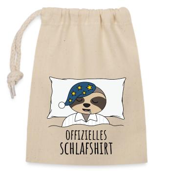 Offizielles Schlafshirt - Verschließbarer Geschenkbeutel aus Baumwolle (14x20cm) - Natur - Vorne
